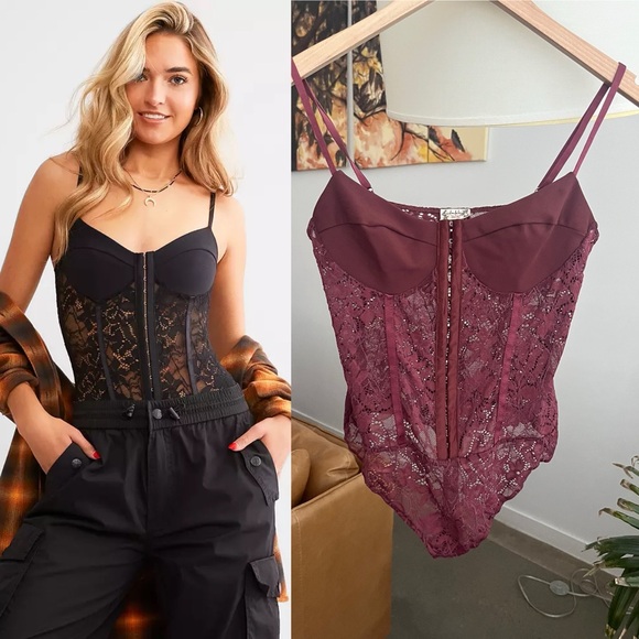 Free People Tops - Free People Night Rhythm Lace Bodysuit